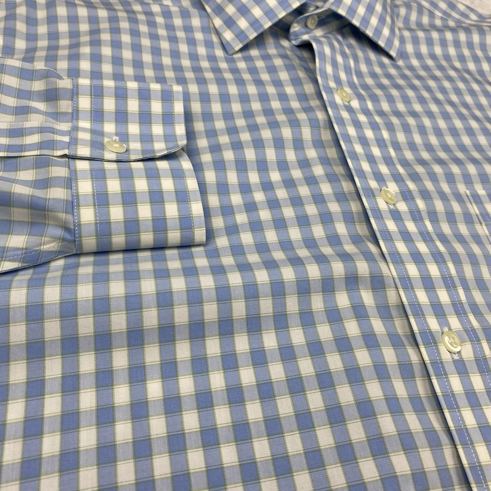 Brooks Brothers Dress Shirt Men's 16-33 Blue/White/Green Check Classic No Iron - Picture 5 of 10